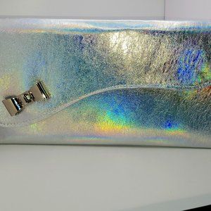 Handmade Iridescent Silver Leather Clutch